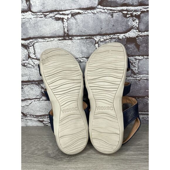 Vionic Amber Navy Blue Synthetic Adjustable Strappy Sandals Women Sz 7M US/37EU - Picture 15 of 16